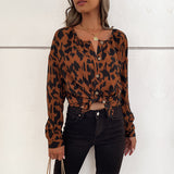 LOVEFERY Cross-border  popular Spring and Autumn New Hot Trade 2025 Commuter Top Long Sleeve Leopard Print Design Shirt Women