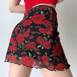 lovefery - Vintage Roses Mesh Skirt ~ HANDMADE