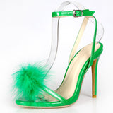 So Fab Marabou Trim Block Heels