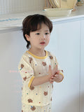 LOVEFERY New Children's Pajamas Summer Pure Cotton Thin Boys 'And Girls' Home Wear Suit Three-Quarter Sleeve Cartoon Air Conditioning Clothes