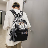 Street Fashion Printed Student Schoolbag Casual Junior High School Student Bag Fashion Brand Printing Cartoon Schoolbag Male and Female Students