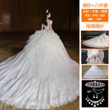 lovefery off-Shoulder Wedding Dress Bride  New Main Yarn Texture  Heavy Industry Small Man Go out Light Yarn Tail