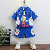 LOVEFERY Ultraman Clothes Boys Summer Suit  New Fashionable Pu Handsome Children's Summer Short Sleeve Motorcycle Clothing Tide