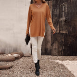 Vital V-Neck Ribbed Sleeve Sweater - Latte