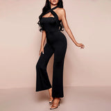 lovefery 2025 jumpsuits summer women's tube top backless slim jumpsuit  cross lace-up jumpsuit wholesale