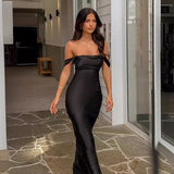 lovefery Spring and Summer HOTan and NEWn New Ins off-Shoulder Tube Top Satin Sheath Backless Women's Long Dress Evening Dress