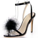 So Fab Marabou Trim Block Heels