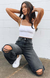 lovefery Tayden High Rise Distressed 90s Flare Denim