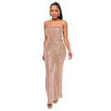 lovefery 2025 INS style sleeveless sequined belt onesie Popular trade independent station solid color women's tube top backless jumpsuit