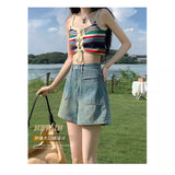 lovefery  Early Spring  New High Waist Denim Shorts Women's Loose Design Niche Retro Wide Leg A- line Hot Pants Thin