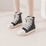 Cross-Border Fashion Street Small Leather Boots College Style  Big Shoe-Eye Short Boots