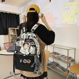 Street Fashion Printed Student Schoolbag Casual Junior High School Student Bag Fashion Brand Printing Cartoon Schoolbag Male and Female Students