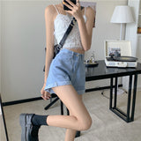 lovefery  Denim Shorts Women's Summer Wear  Casual Loose Wide Leg High Waist A- line New Curling Ultra Short Hot Pants for Hot Girls Fashion