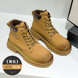 [Gao Ding Silk Cowhide]  New Hight Increasing Martin Boots Women's Ankle Boots with Thick Sole Worker Boots