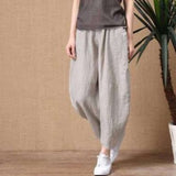 lovefery  New Korean Style Summer Loose Imitation Cotton Linen Elastic-Waist Wide Leg Pants for Women