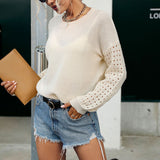 LOVEFERY New new popular autumn thin top round neck long sleeve hollow knitted sweater Japanese Popular trade women's clothing