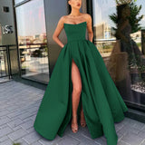 LOVEFERY popular new 2025 Popular trade dress performance clothes sexy tube top split fork long banquet host evening dress