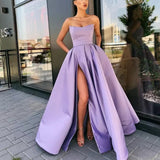 LOVEFERY popular new 2025 Popular trade dress performance clothes sexy tube top split fork long banquet host evening dress