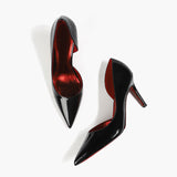 In Stock! Pumps Spring  Black Sexy Pointed Toe Shallow Mouth-43 Elegant Patent Leather Red Bottom Stiletto Heels for Women