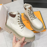 [Gao Ding Silk Cowhide]  New Hight Increasing Martin Boots Women's Ankle Boots with Thick Sole Worker Boots