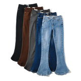 Hot Sale European and American Women's Clothing Slim Fit Slim Fit Horseshoe Pants Micro Pull Mop Long Washed Jeans