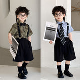 LOVEFERY Children's Suit  Summer New Short-Sleeved Shirt Two-Piece Set Boys Handsome Korean Style Performance Clothes Dresses of Bride Fellow Kids