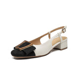 LoveFery Toe Female Square Shallow Mouth Sheepskin Sandals