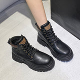 [Gao Ding Silk Cowhide]  New Hight Increasing Martin Boots Women's Ankle Boots with Thick Sole Worker Boots