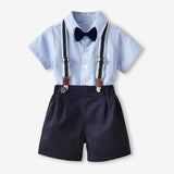 LOVEFERY Boys Summer Suit New Western Style Baby Online Red Fashionable Shirt Short Sleeve Children's Summer Cool Handsome Two-Piece Suit Fashion