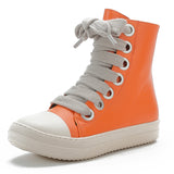 Cross-Border Fashion Street Small Leather Boots College Style  Big Shoe-Eye Short Boots