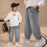 LOVEFERY Boys' Jeans  Spring and Autumn New Children and Teens Pants Loose Straight Spring Boys' Pants Casual