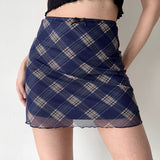 lovefery - Nostalgia Retro Plaid Mesh Skirt ~ HANDMADE