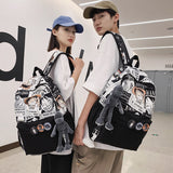 Street Fashion Printed Student Schoolbag Casual Junior High School Student Bag Fashion Brand Printing Cartoon Schoolbag Male and Female Students