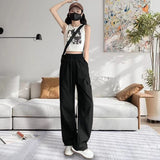 lovefery  Summer NEWn Retro Trendy Cargo Pants Casual All-Matching Straight Loose High Waist Slimming Draping Ankle-Tied Trousers for Women