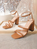 Chic And Strappy Square Toe Block Heels