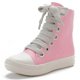 Cross-Border Fashion Street Small Leather Boots College Style  Big Shoe-Eye Short Boots