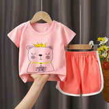 LOVEFERY Children's Summer Clothing Children's Cotton T-shirt Underwear Suit Boy Girl Baby Baby Short Sleeve Shorts One Piece Dropshipping