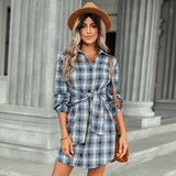 lovefery Truckee Plaid Button Down Shirt Dress - Midnight