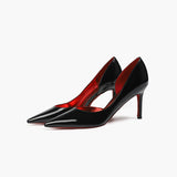 In Stock! Pumps Spring  Black Sexy Pointed Toe Shallow Mouth-43 Elegant Patent Leather Red Bottom Stiletto Heels for Women