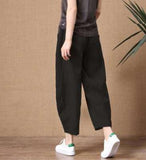 lovefery  New Korean Style Summer Loose Imitation Cotton Linen Elastic-Waist Wide Leg Pants for Women