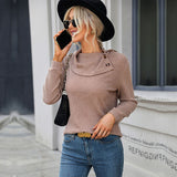 LOVEFERY New Popular trade popular early autumn new stacking collar top long sleeve slim fit 2025 pullover knitted sweater