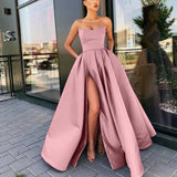 LOVEFERY popular new 2025 Popular trade dress performance clothes sexy tube top split fork long banquet host evening dress