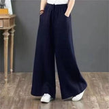 lovefery  Spring and Autumn New Pure Color Artistic Retro Cotton and Linen Casual Pants High Waist Loose Mop Straight-Leg Wide-Leg Pants Women