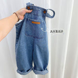 LOVEFERY New Children's Overalls Boys' Spring and Autumn Clothing Pants Baby Spring and Autumn Jeans Girls' Casual Trousers