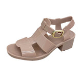 LoveFery Elegant Women's Comfortable Thick Buckle Roman Heels