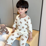 LOVEFERY New Children's Pajamas Summer Pure Cotton Thin Boys 'And Girls' Home Wear Suit Three-Quarter Sleeve Cartoon Air Conditioning Clothes