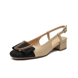 LoveFery Toe Female Square Shallow Mouth Sheepskin Sandals