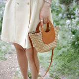 lovefery - Straw Summer Beach Bag Women Vintage Handmade Woven Shoulder Bag Shell Fashion Tote Vacation Casual Bucket Bag