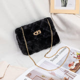 LoveFery - Women Fashion Soft Plush Shoulder Bag Crossbody Purse Faux Fur with Chain Strap Fluffy Bags Travel Handbag And Purses