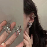 lovefery New Punk Style Liquid butterfly Stud Earring for Woman Cool Metal Butterfly Earrings Y2K Aesthetic Jewelry Party Gift